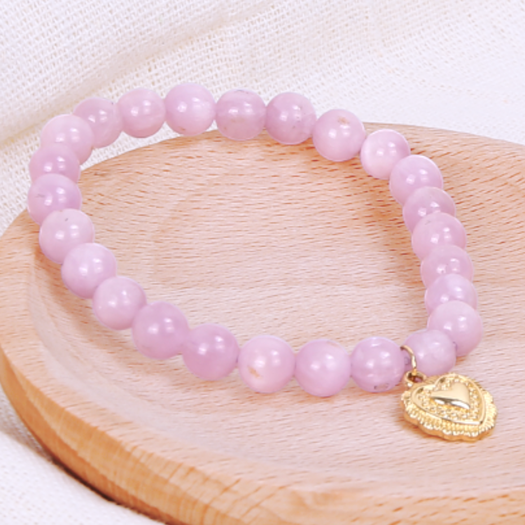 Amethyst Heartlight Bracelet — Amethyst Emotional Healing Bracelet| 18K Gold-Plated Charm