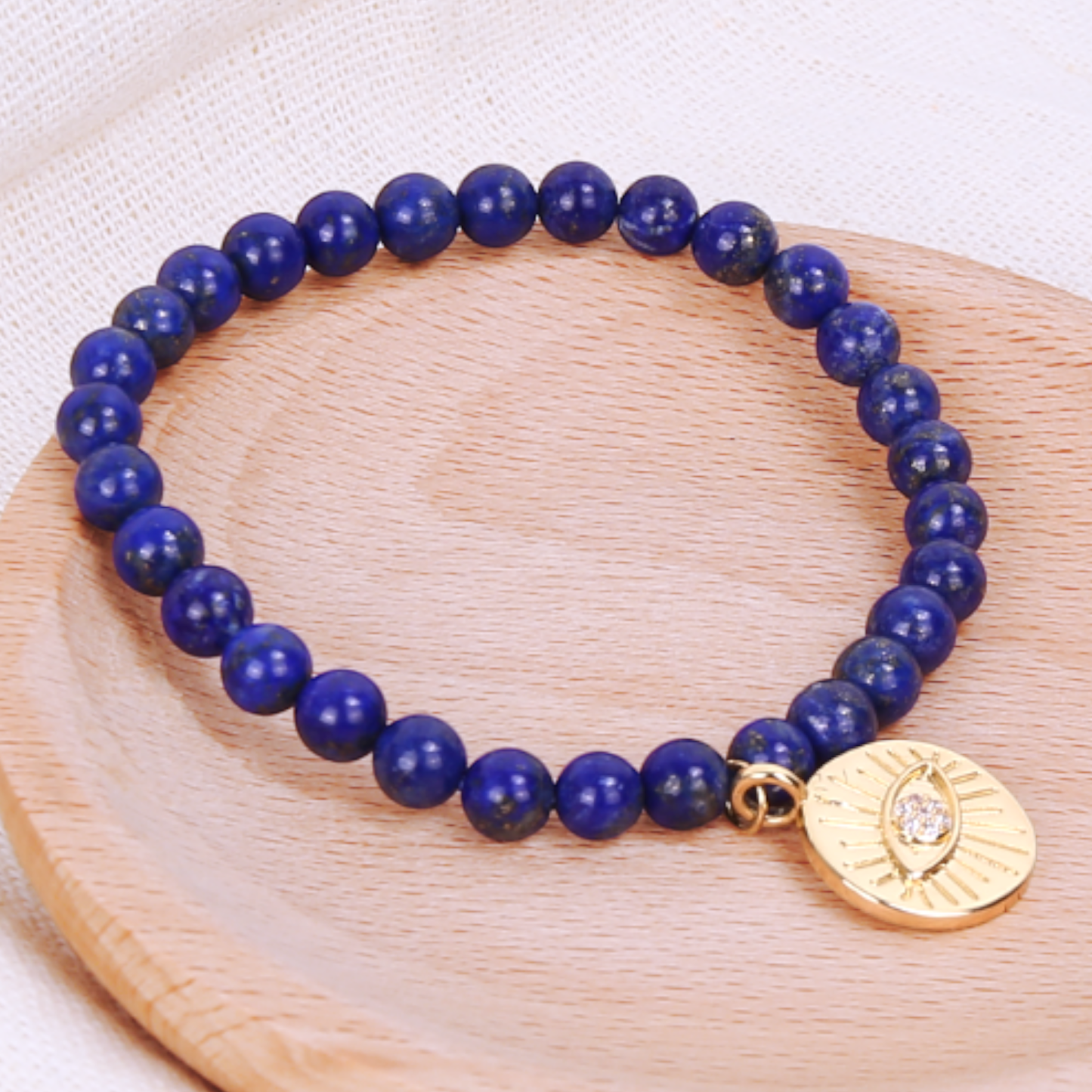Athena’s Vision Bracelet — Lapis Lazuli Intuition Crystal Bracelet| 18K Gold-Plated Charm