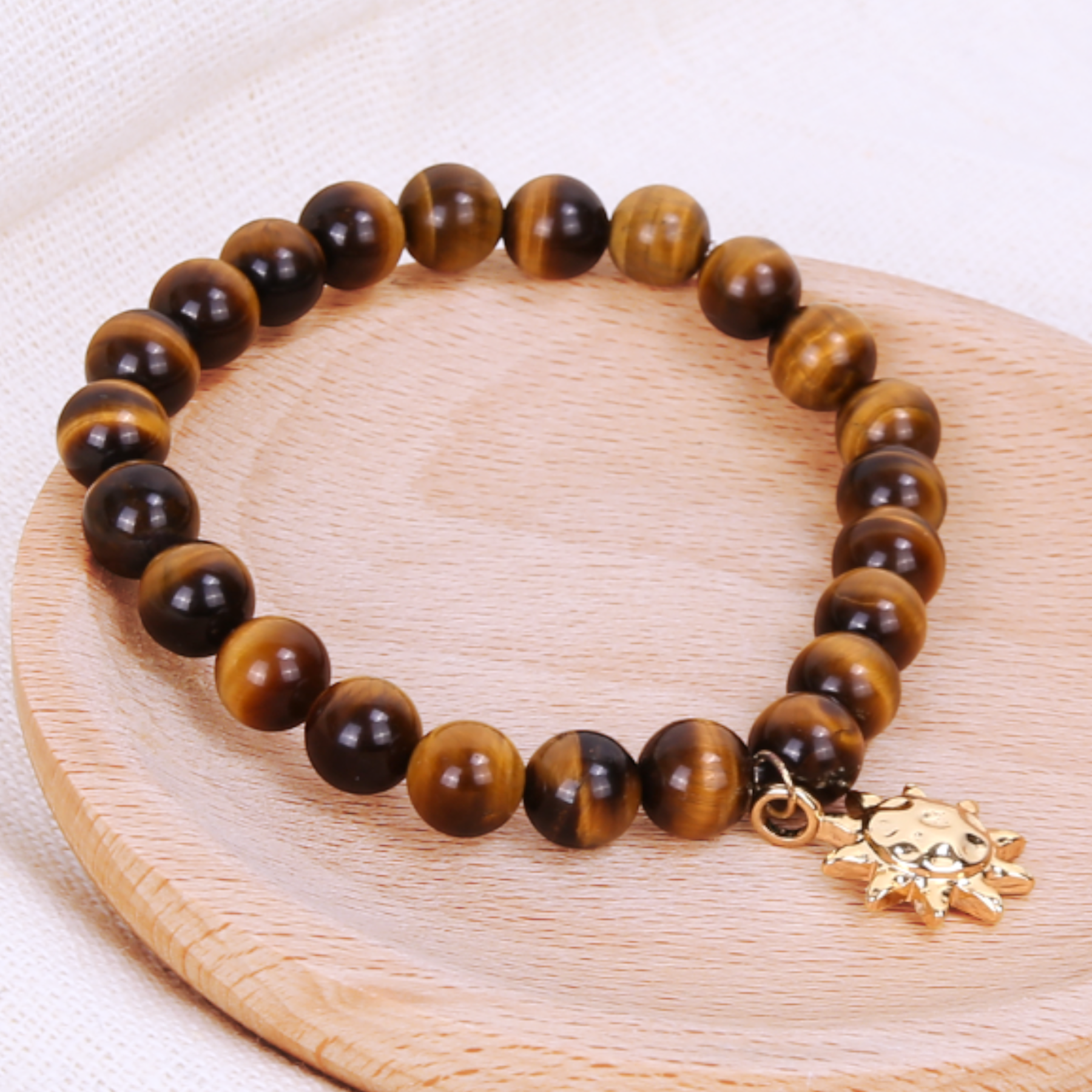 Sunfire Courage Bracelet — Tiger Eye Confidence Crystal Bracelet| 18K Gold-Plated Charm