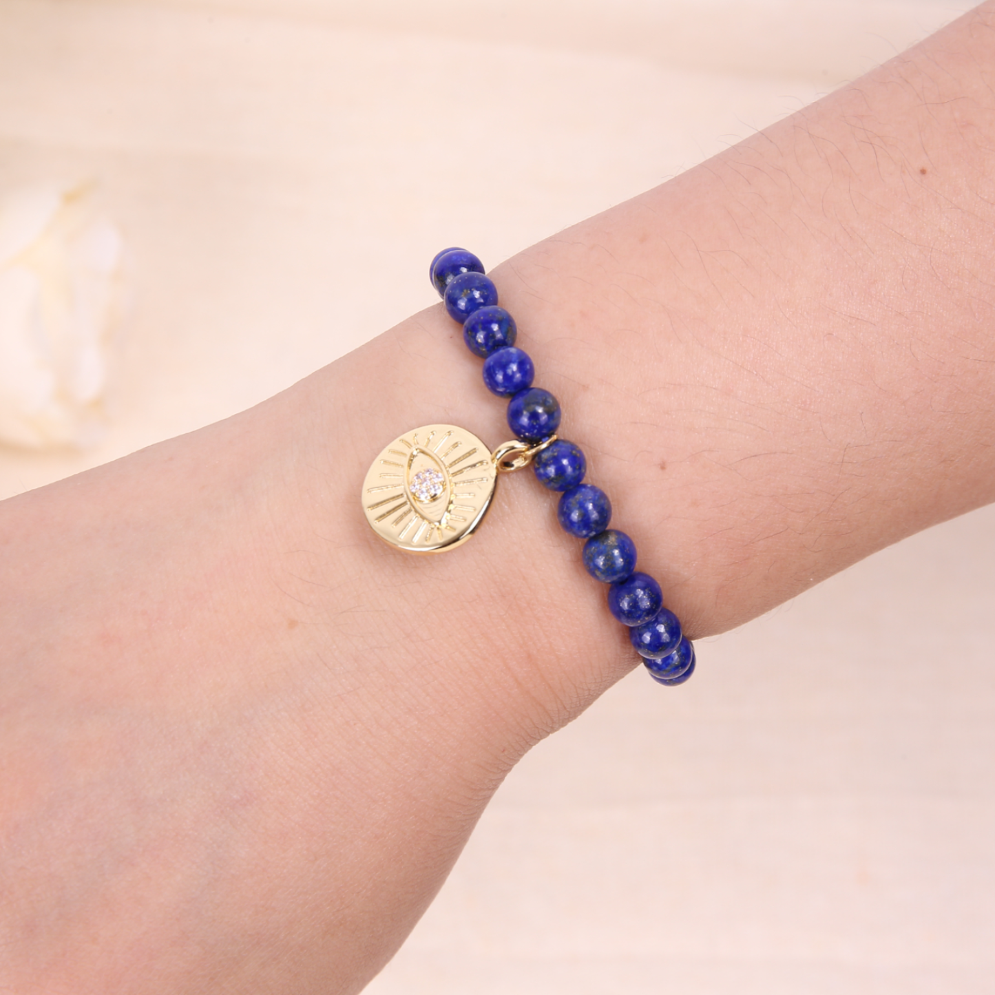 Athena’s Vision Bracelet — Lapis Lazuli Intuition Crystal Bracelet| 18K Gold-Plated Charm
