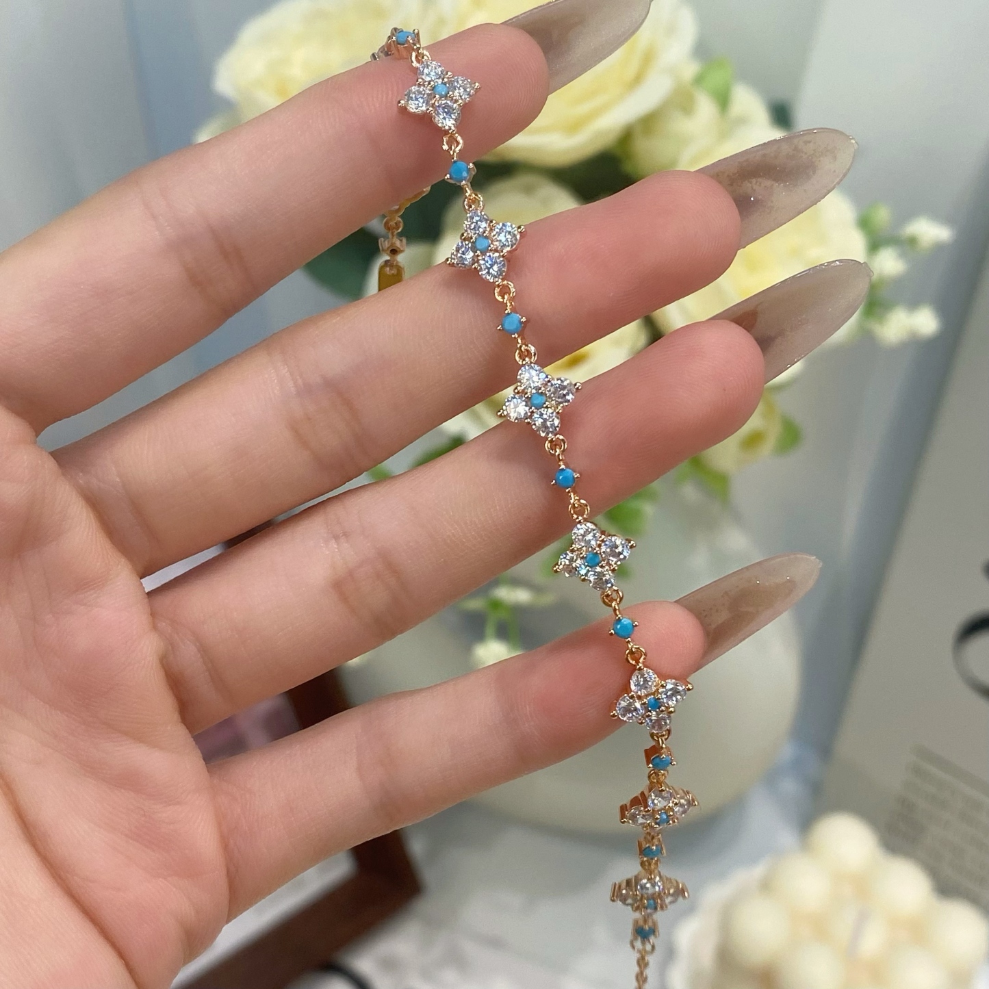 Copper Four Leaf Clover Charm Bracelet