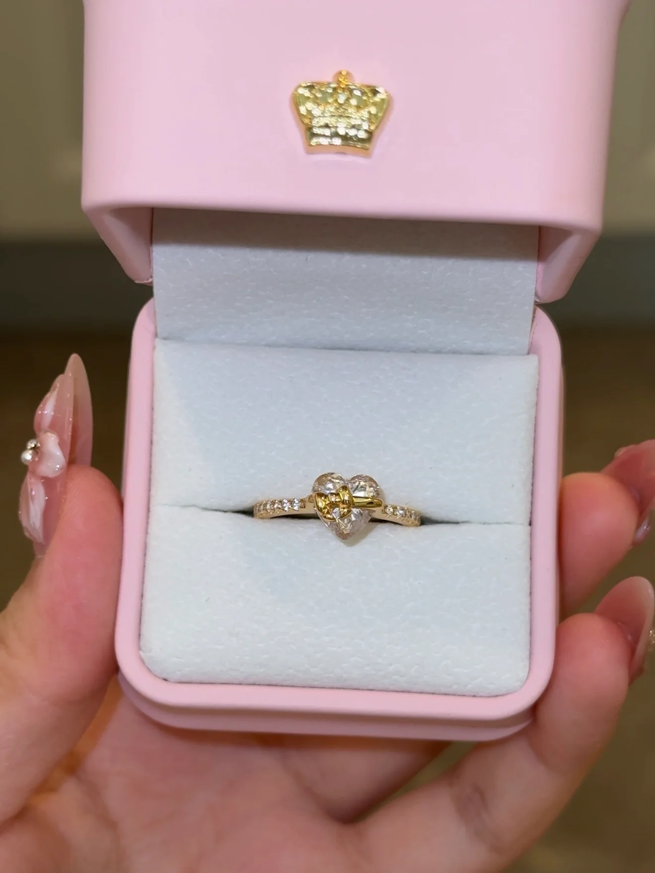 Gold Bow Heart Ring