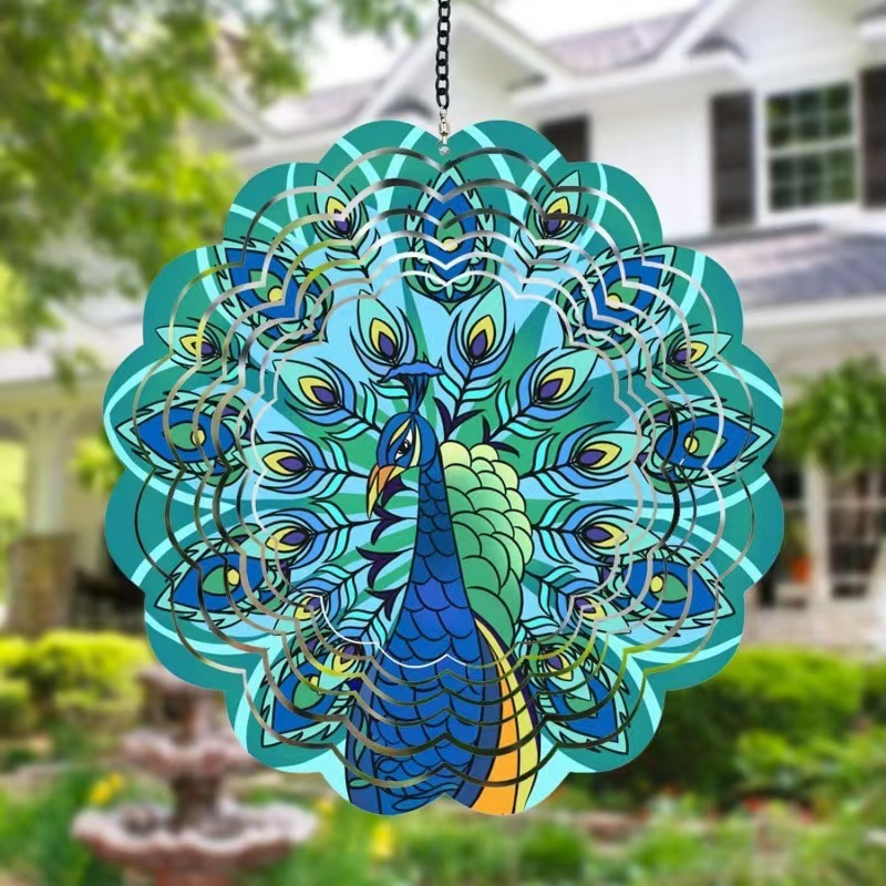 Mandala Wind Spinner Chime, Outdoor Garden Decor, Feng Shui Wind Catcher for Good Luck, Christmas Ornament for Patio, Yard, and Home