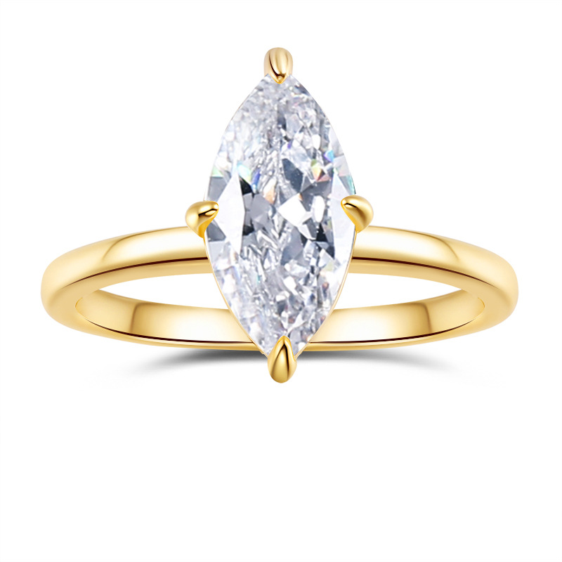 2ct Marquise Moissanite Ring - 18K Gold Plated 925 Sterling Silver
