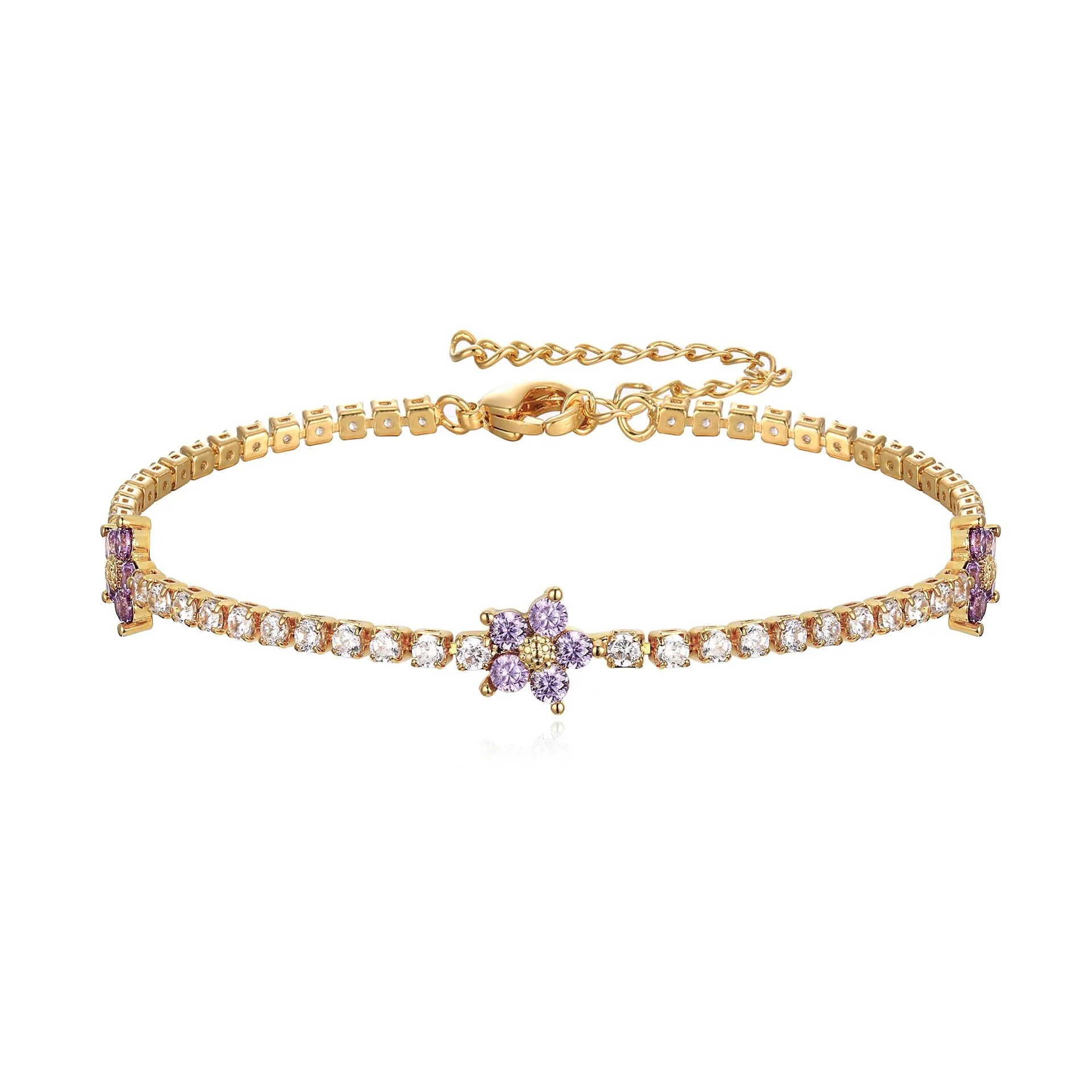 Purple Flower Tennis Bracelet