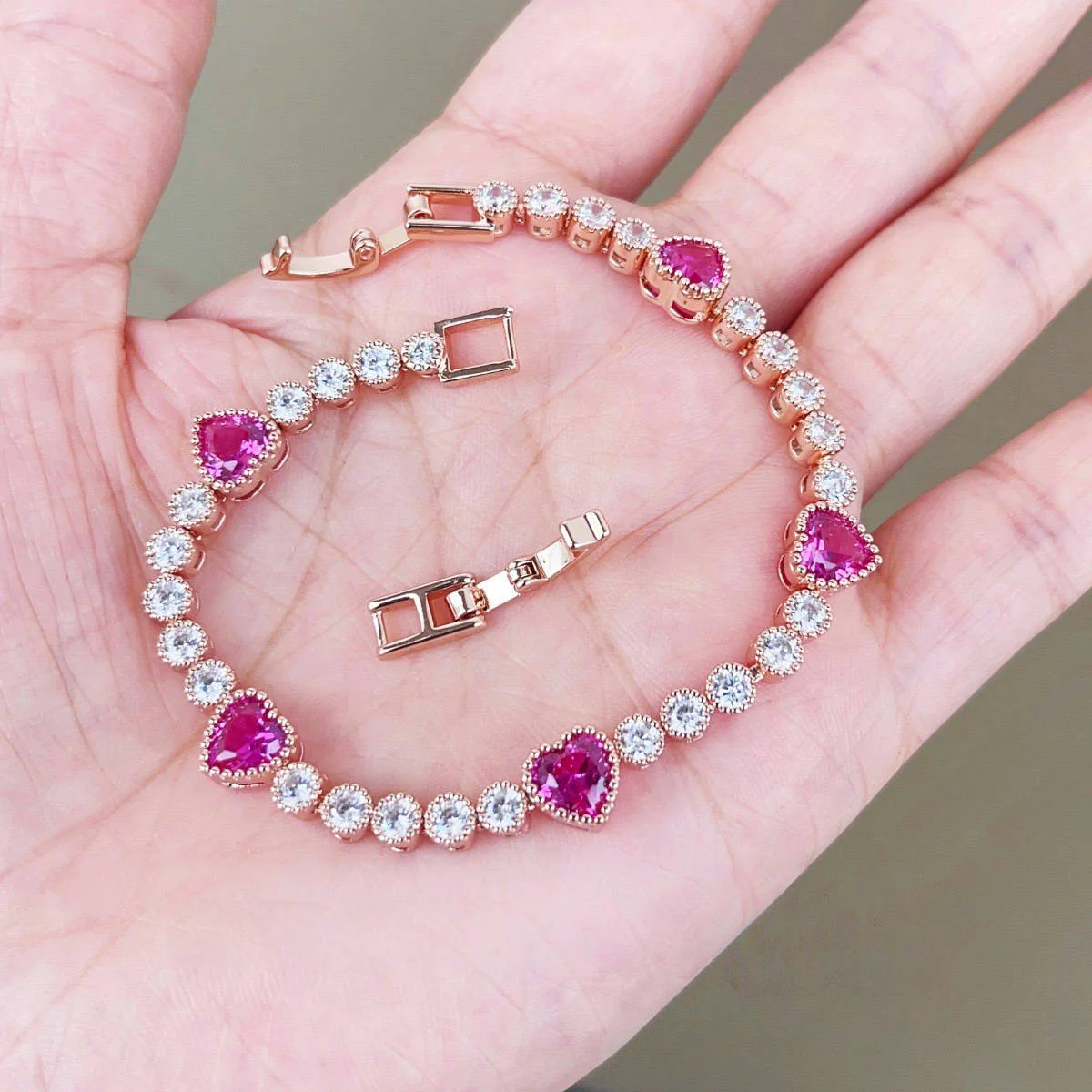 Heart Bracelet-Rose Red