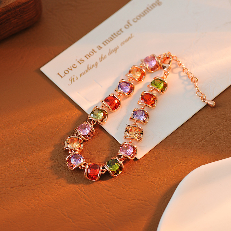 Rose Gold Rainbow Zircon Bracelet