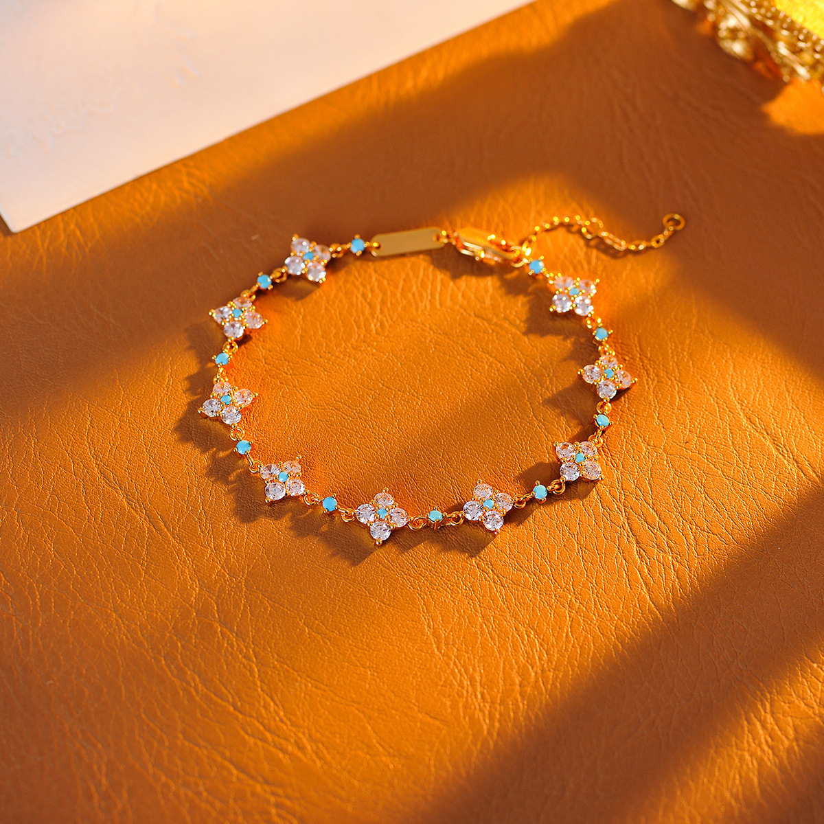 Copper Four Leaf Clover Charm Bracelet