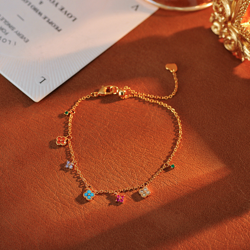 Colorful Diamond Clover Bracelet