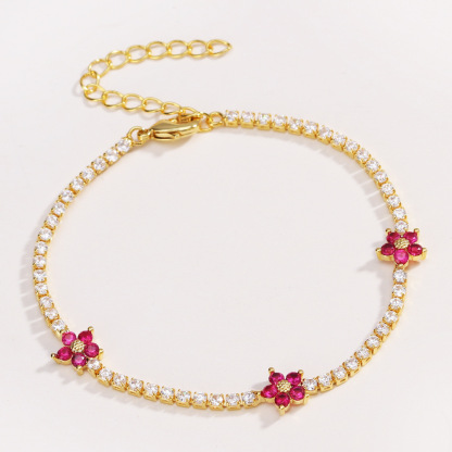 Multi-Color Flower Zircon Bracelet | Dainty Five-Petal Charm Anklet