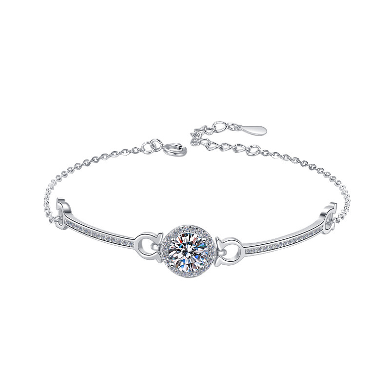 Starlight Symphony Moissanite Bracelet | 1ct Sparkling Zircon & 925 Sterling Silver Chain