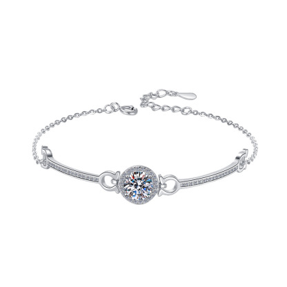 Starlight Symphony Moissanite Bracelet | 1ct Sparkling Zircon & 925 Sterling Silver Chain