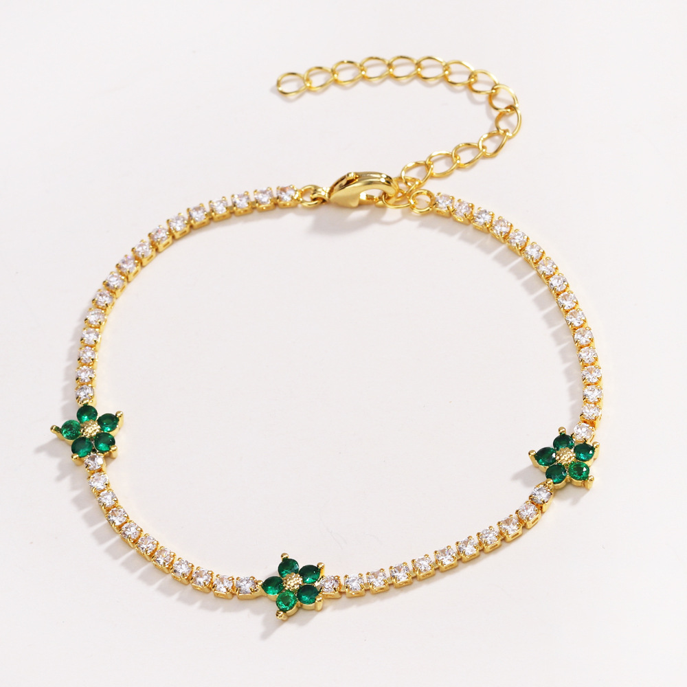 Multi-Color Flower Zircon Bracelet | Dainty Five-Petal Charm Anklet