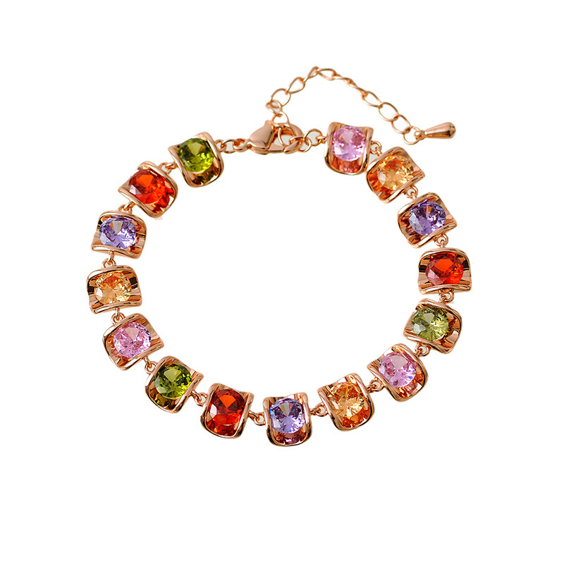 Rose Gold Rainbow Zircon Bracelet