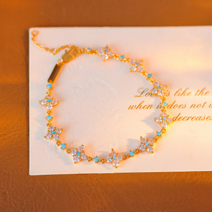 Copper Four Leaf Clover Charm Bracelet