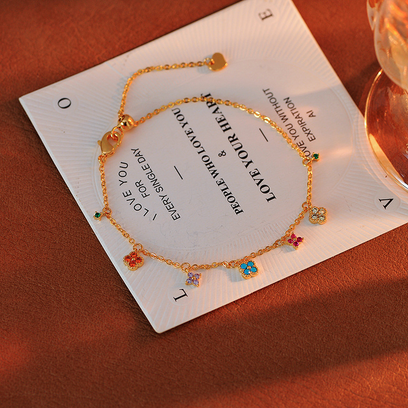 Colorful Diamond Clover Bracelet