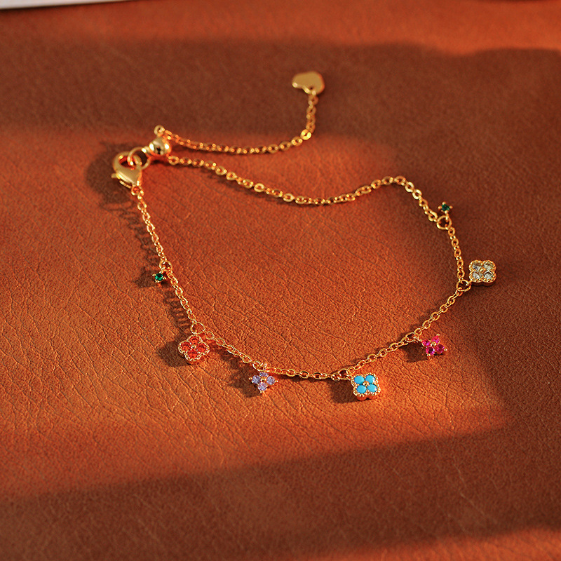 Colorful Diamond Clover Bracelet