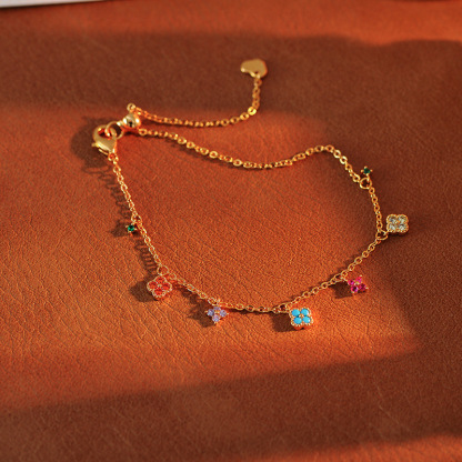 Colorful Diamond Clover Bracelet