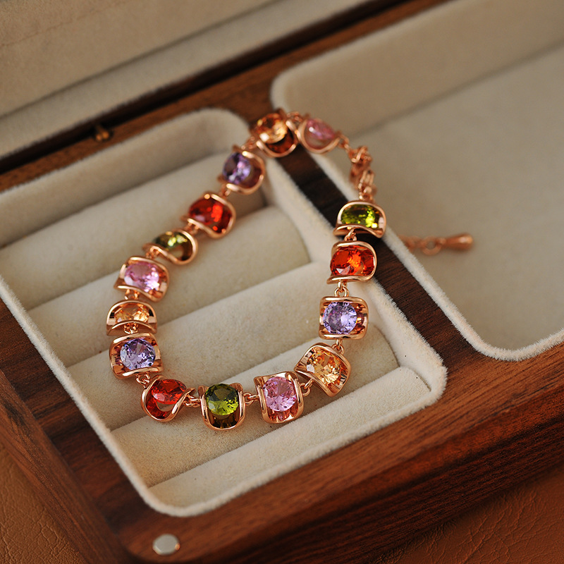 Rose Gold Rainbow Zircon Bracelet