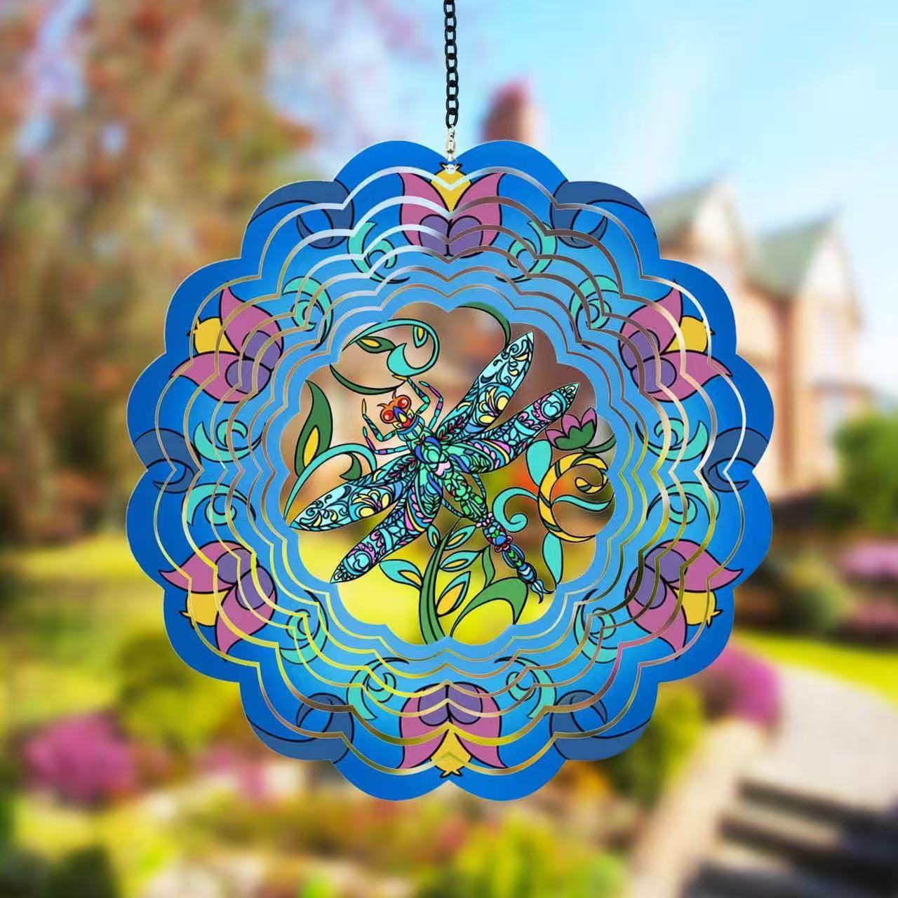 Mandala Wind Spinner Chime, Outdoor Garden Decor, Feng Shui Wind Catcher for Good Luck, Christmas Ornament for Patio, Yard, and Home