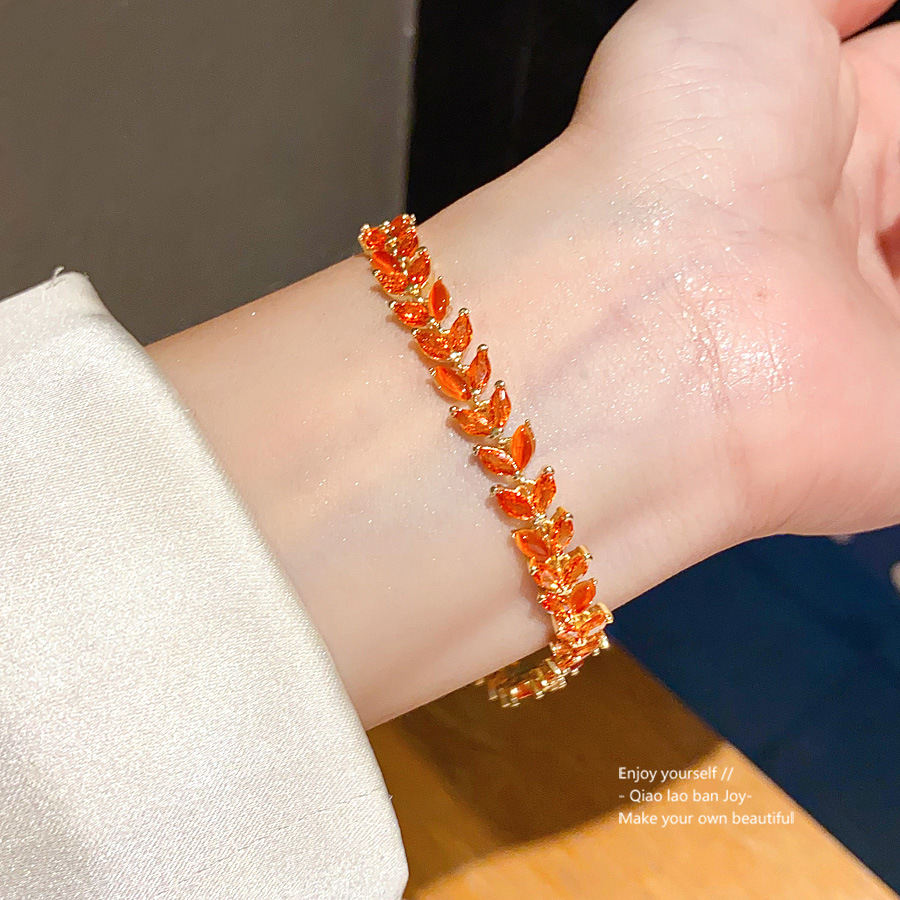 Sunstone & Wheat Beaded Bracelet