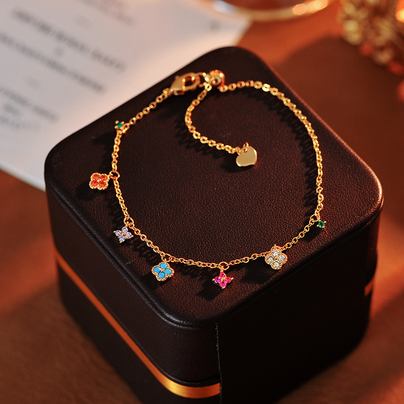 Colorful Diamond Clover Bracelet