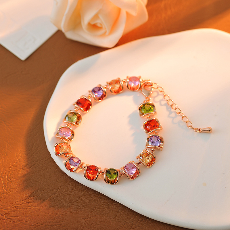 Rose Gold Rainbow Zircon Bracelet