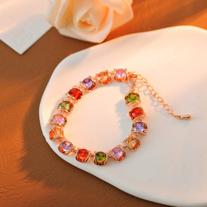 Rose Gold Rainbow Zircon Bracelet