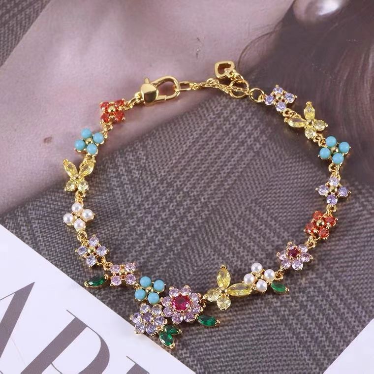 Garden Party Bracelet | Colorful Floral and Butterfly Copper Chain