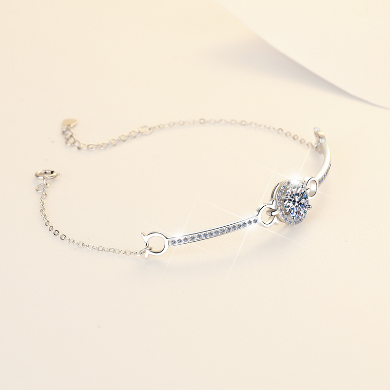 Starlight Symphony Moissanite Bracelet | 1ct Sparkling Zircon & 925 Sterling Silver Chain