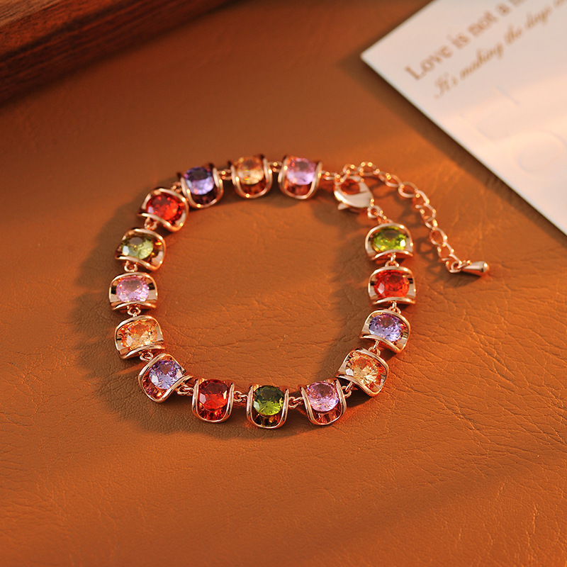 Rose Gold Rainbow Zircon Bracelet