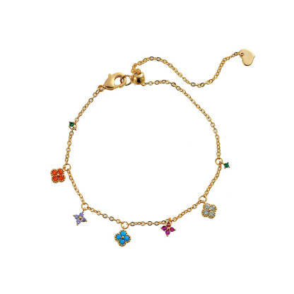 Colorful Diamond Clover Bracelet