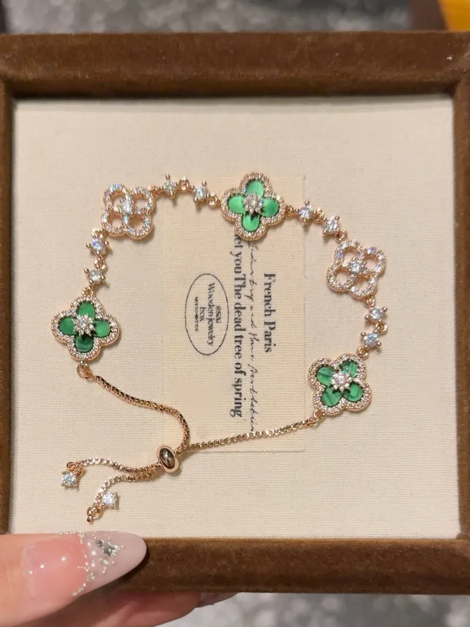 Green Cleef Bracelet-GOLD GREEN