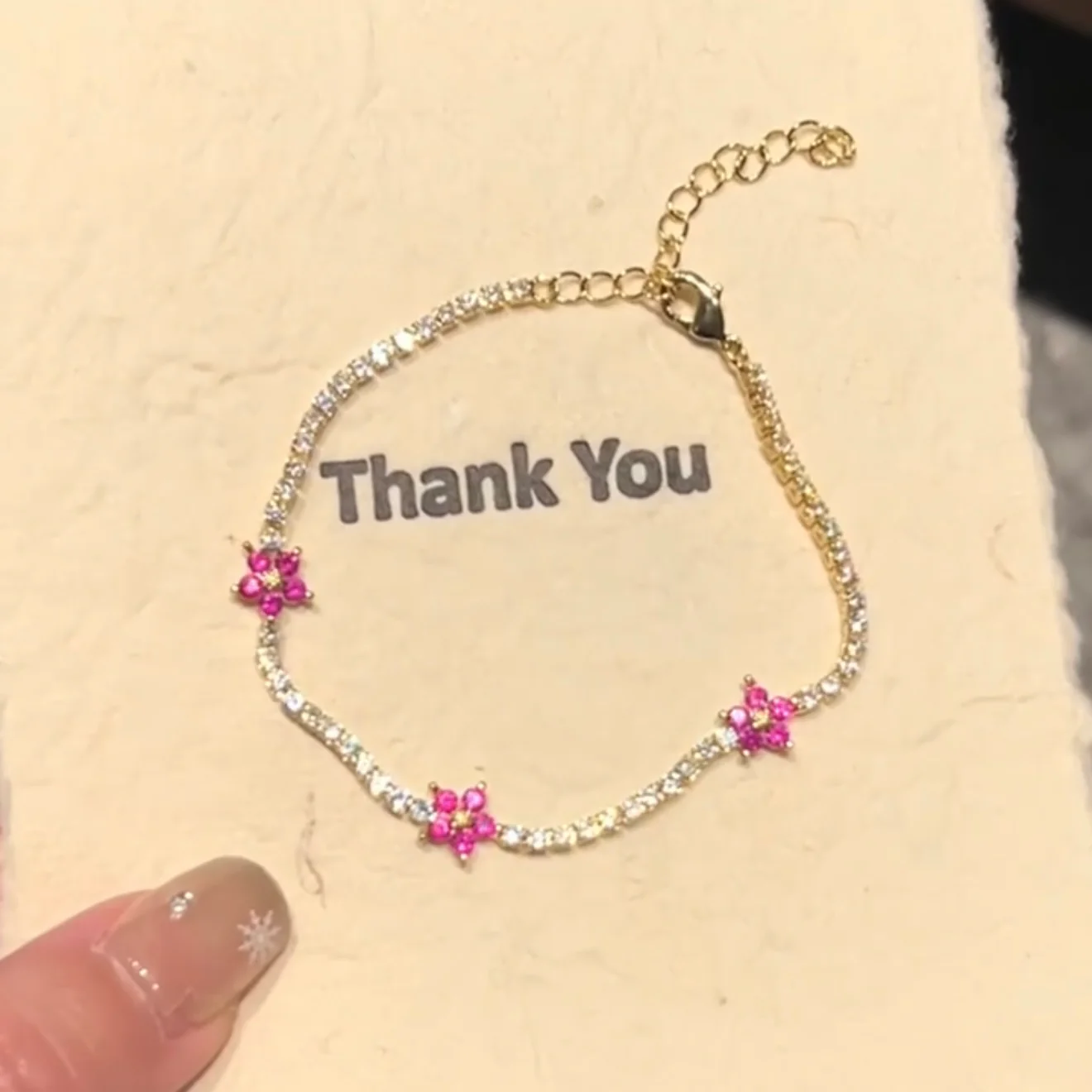 Red Flower Tennis Bracelet