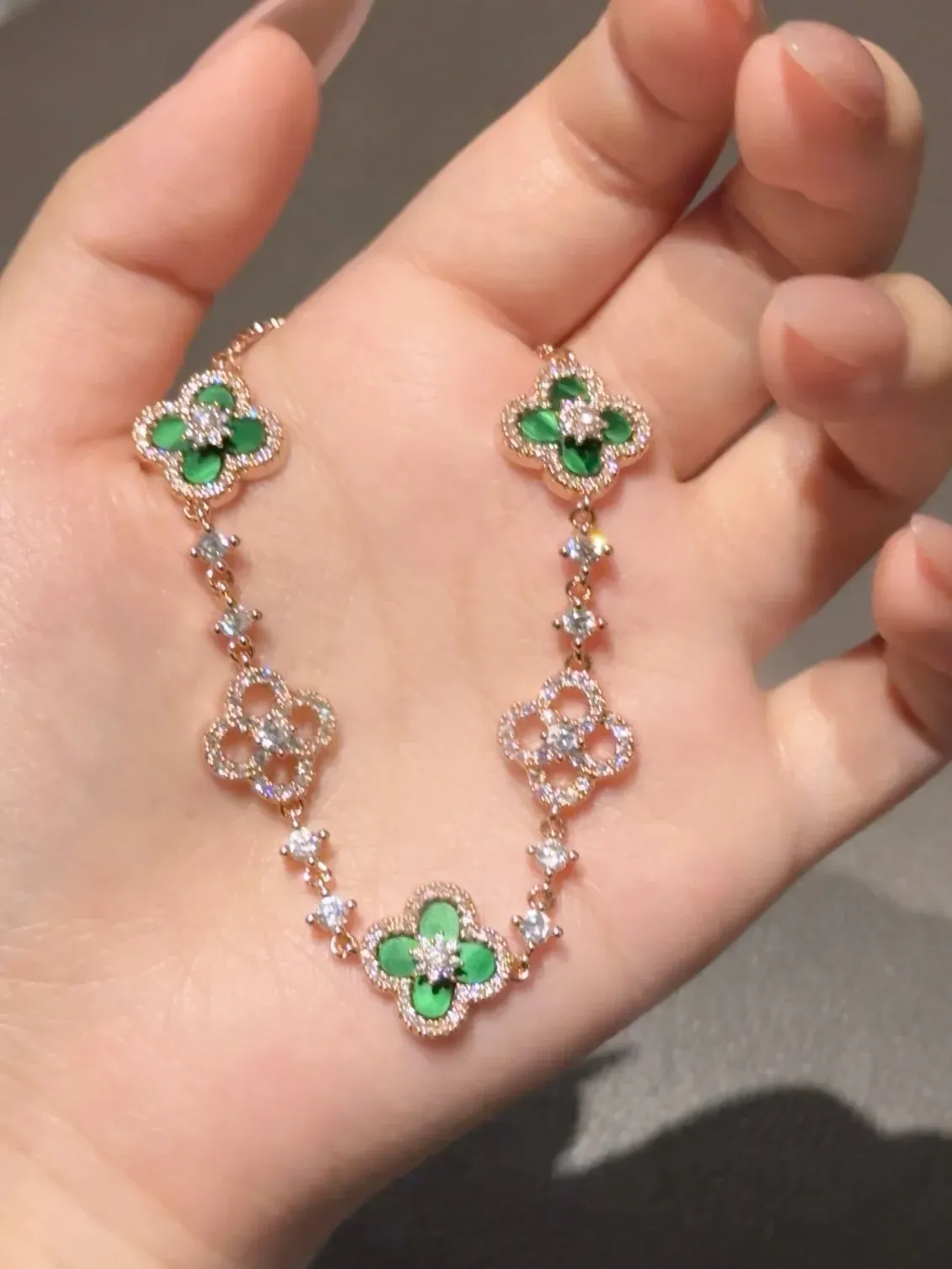 Green Cleef Bracelet-GOLD GREEN