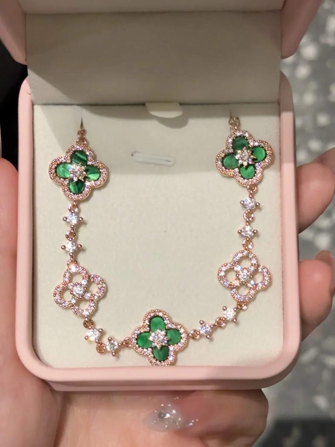 Green Cleef Bracelet-GOLD GREEN