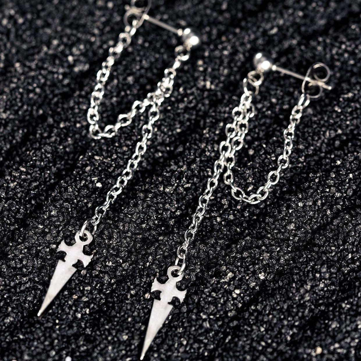 Judgement Chain Earrings - HxH Kurapika Inspired Anime Hunter x Hunter Hypoallergenic Stainless Steel Earrings Cosplay Gift For Anime Manga Lover