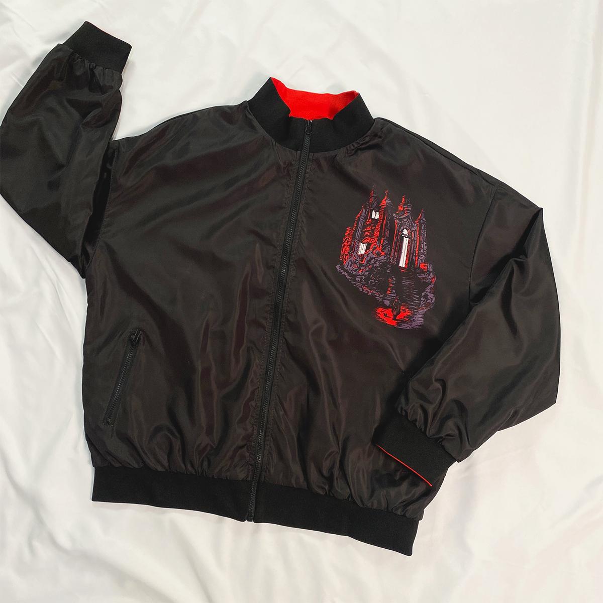 Blood Reversible Bomber Jacket for Men - Menswear Coats Varsity Hoodie Graphic Hoodies Tops Zipper