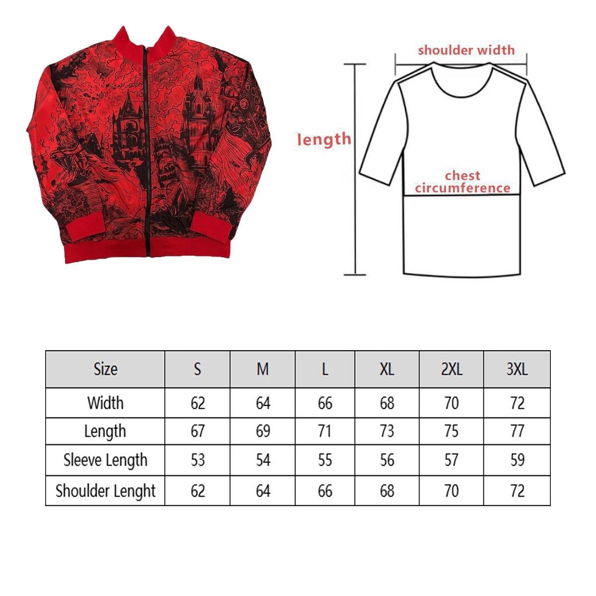 Blood Reversible Bomber Jacket for Men - Menswear Coats Varsity Hoodie Graphic Hoodies Tops Zipper