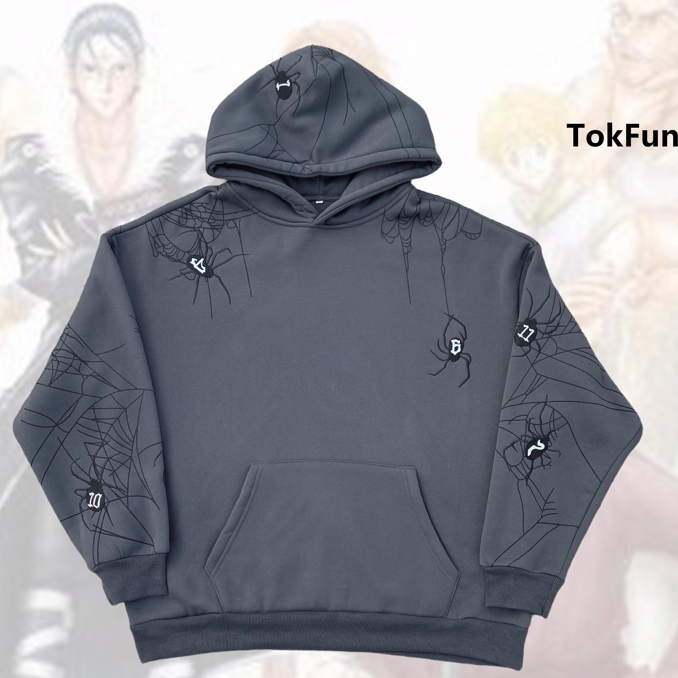 HXH Phantom Troupe Cobweb Embroidery Hoodie Hunter X Hunter Embroidery Sweatshirt for Anime Fans Sweatshirt Men Women Graphic Outwear Menswear Tops