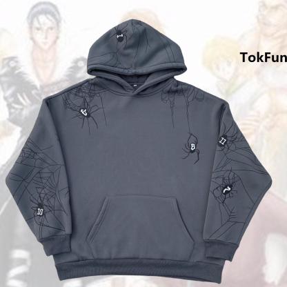 HXH Phantom Troupe Cobweb Embroidery Hoodie Hunter X Hunter Embroidery Sweatshirt for Anime Fans Sweatshirt Men Women Graphic Outwear Menswear Tops