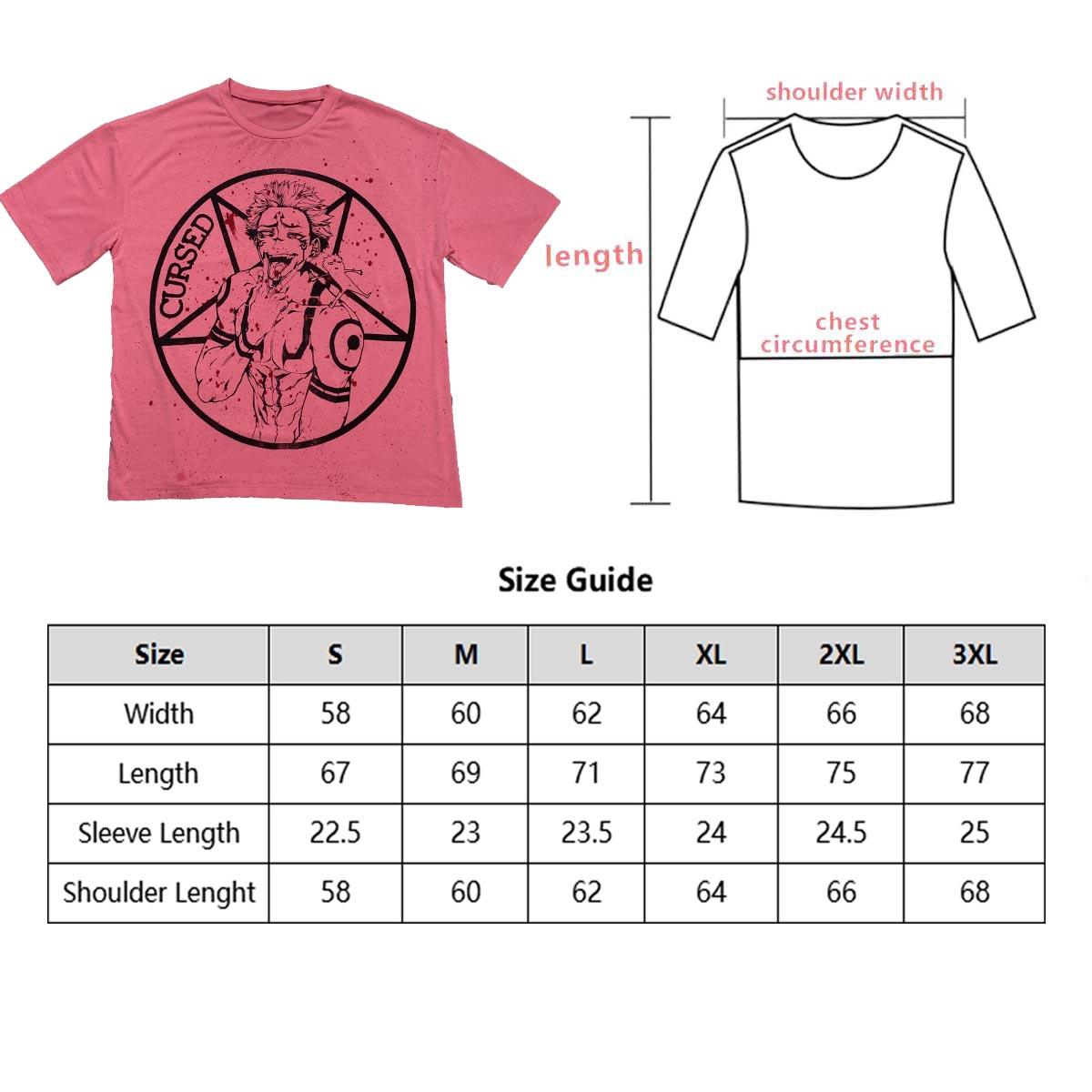 JJK Sukuna Curse Pink Tee Anime Jujutsu Kaisen T-Shirt Short-Sleeved Top Gift For Anime Lover Anime Fans Womenswear Comfort Loose Tshirt