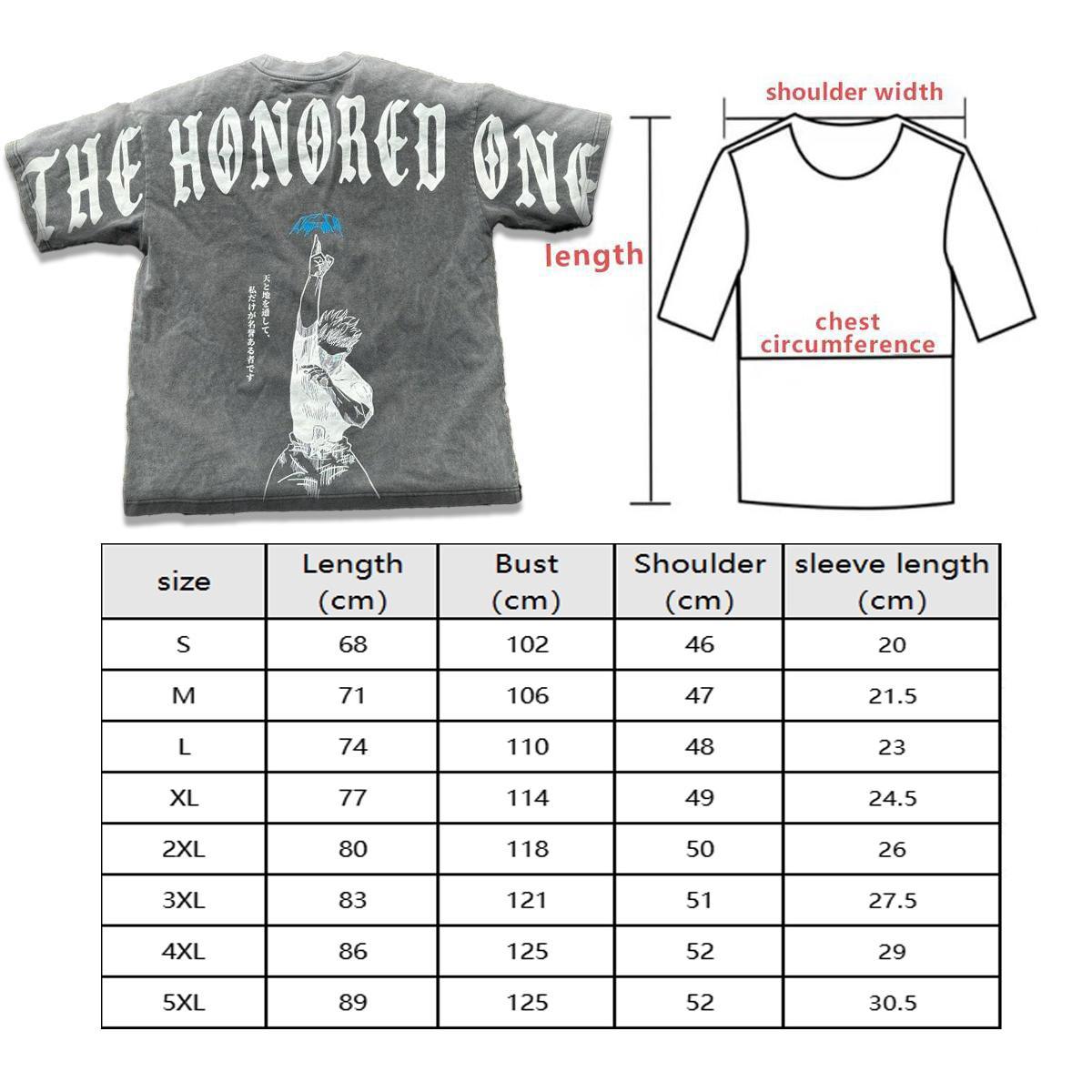 The Honored One Gojo JJK Acid Wash Black Vintage Style T-shirt, Anime Inspired Tee,Gojo Cosplay Cool Shirt For Boys Streetwear Tops
