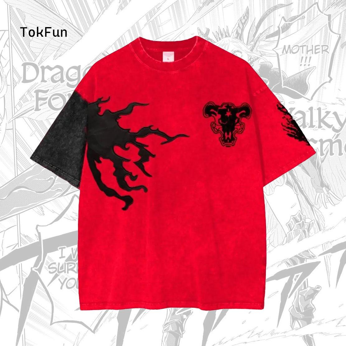 Black Clover Asta's demon Anime Double Printed Oversize Lightweight T-Shirt Unisex Printed Cool Tee Summer Street Clothing