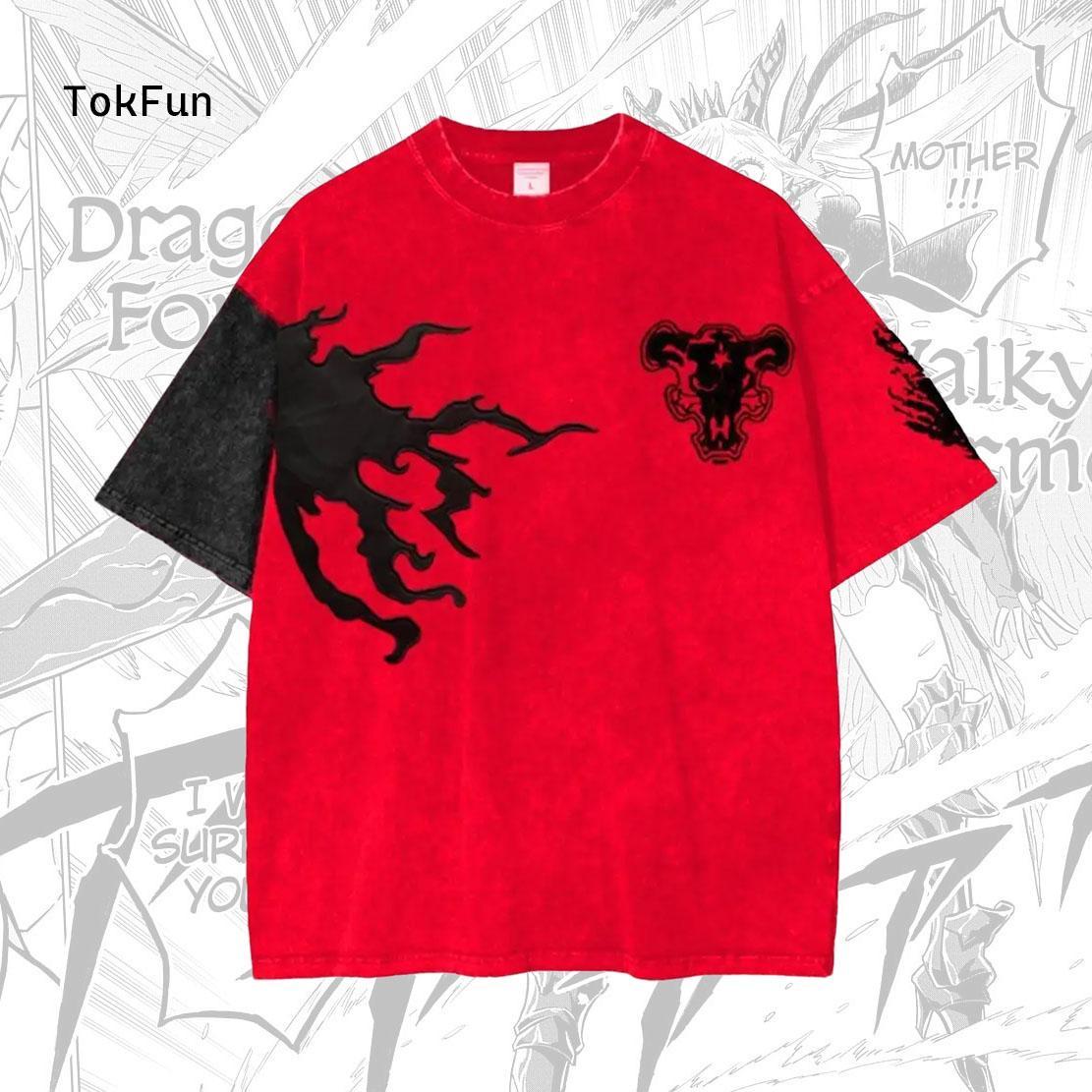 Black Clover Asta's demon Anime Double Printed Oversize Lightweight T-Shirt Unisex Printed Cool Tee Summer Street Clothing