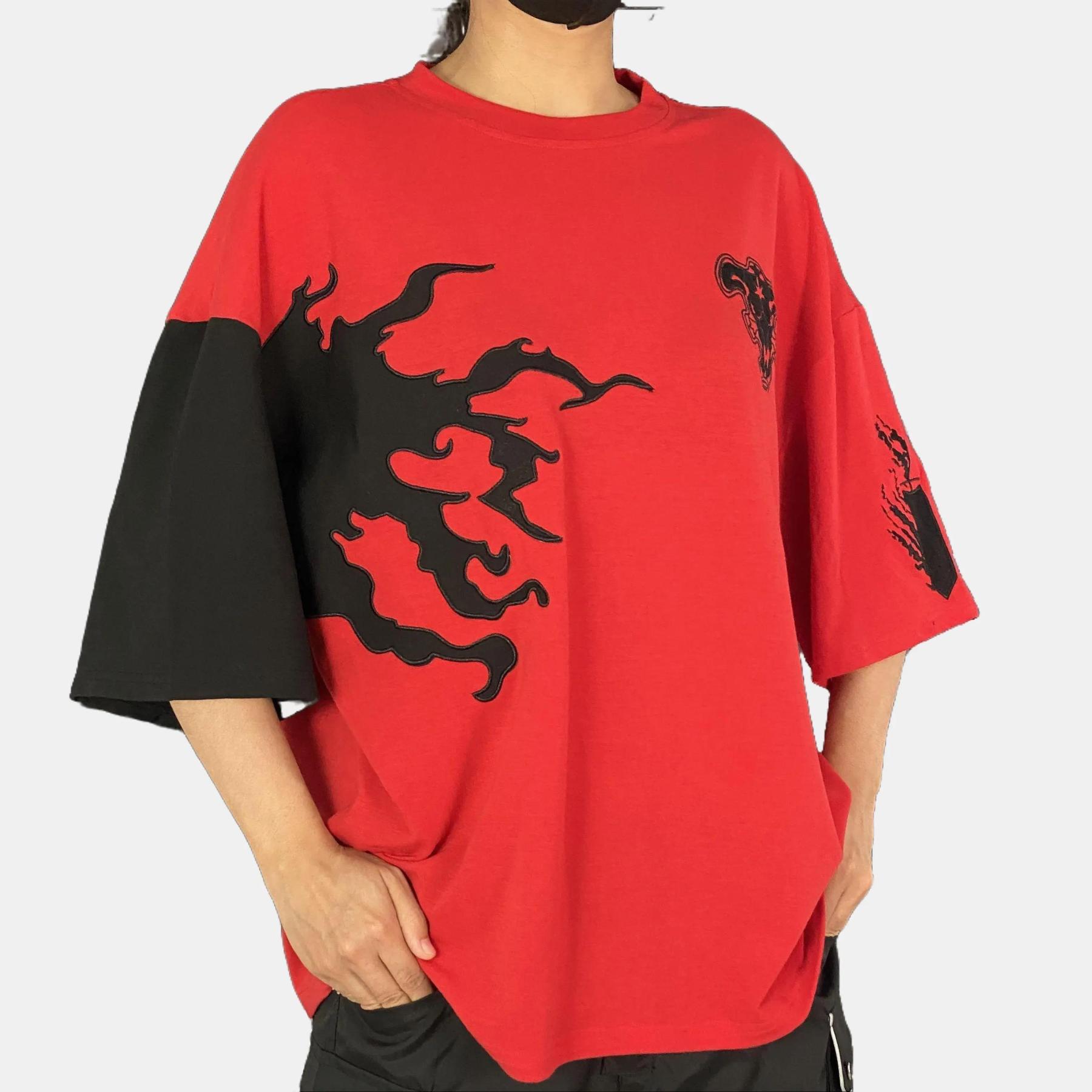 Black Clover Asta's demon Anime Double Printed Oversize Lightweight T-Shirt Unisex Printed Cool Tee Summer Street Clothing