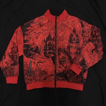 Blood Reversible Bomber Jacket for Men - Menswear Coats Varsity Hoodie Graphic Hoodies Tops Zipper