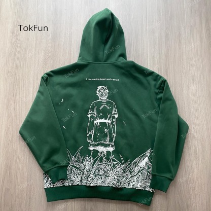 Vinland Saga Thorfinn Hoodie Unisex Printed Hoodie Anime Hoodie Forest Green Suitable for Winter Long Sleeve Stylish Wear For anime fan Fashion Streetwear Menswear Sweatshirts