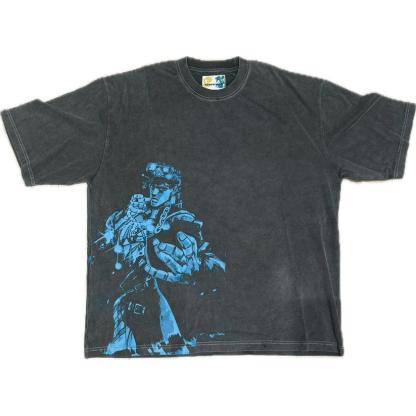 Jotaro Kujo JoJo's Bizarre Adventure Vintage Oversized Washed Cotton T-shirt, Unisex Menswear Top