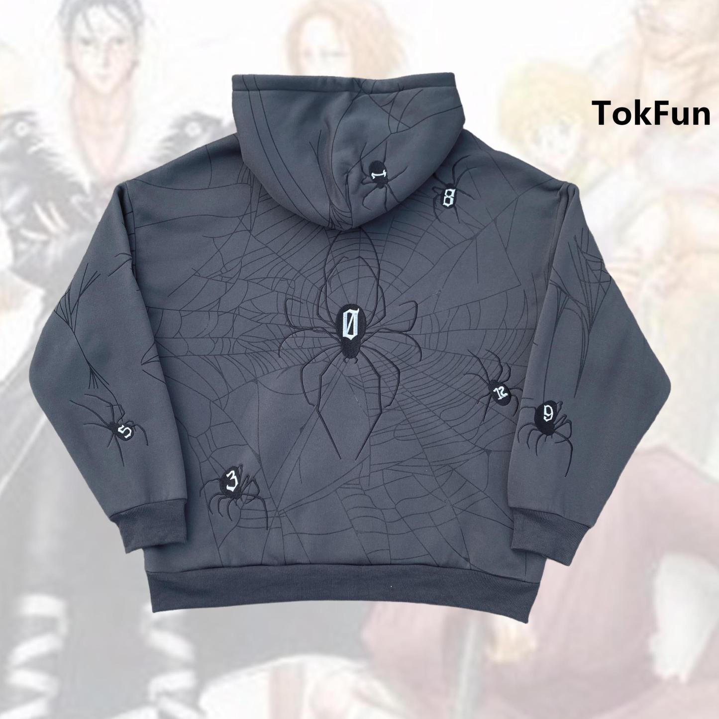 HXH Phantom Troupe Cobweb Embroidery Hoodie Hunter X Hunter Embroidery Sweatshirt for Anime Fans Sweatshirt Men Women Graphic Outwear Menswear Tops